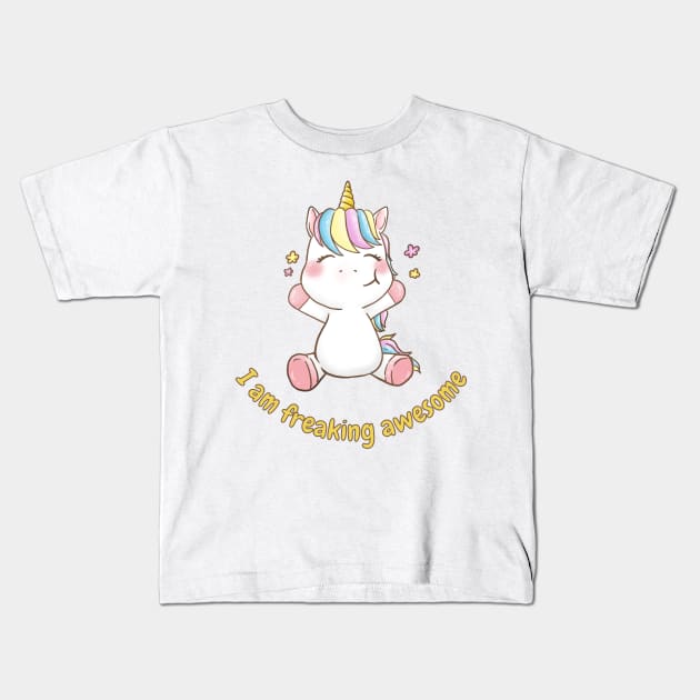 I am Freaking Awesome With Flowers Kids T-Shirt by teezeedy